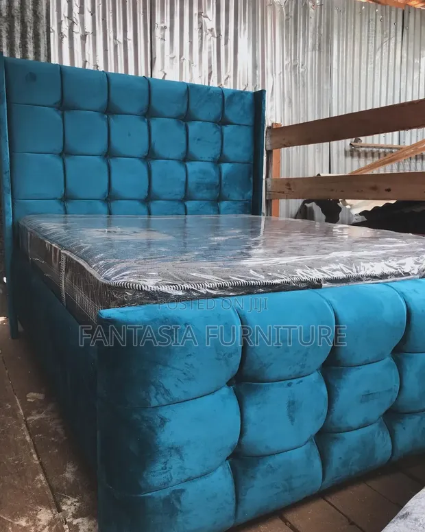 Ideal Blue Velvet Bed 5x6 - 1