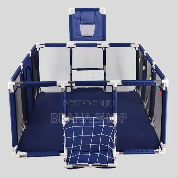 Royal Blue Child Safety Fence Playpen with Ball Pit & Basketball Net - 1