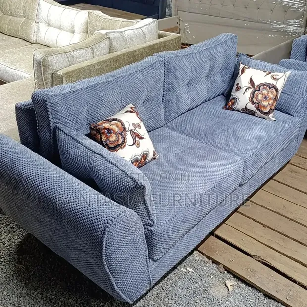3-Seater Blue Sofa - 1
