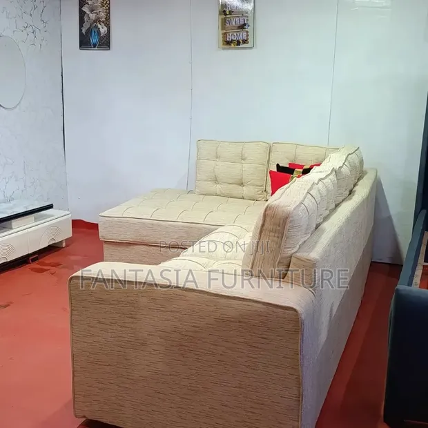 Ideal 5-Seater L-Shaped Cream Sectional Sofa - 1