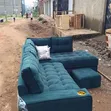 L-Shaped Teal Sectional Sofa (5-Seater) + Ottoman - 1