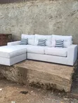 (5-Seater) L-Shaped Cream Sectional Sofa - 2