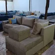 L-Shaped 5-Seater Sofa with Ottoman - Grey Fabric - 2