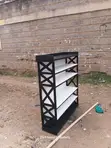 Wooden Black and White Shoe Rack - 1