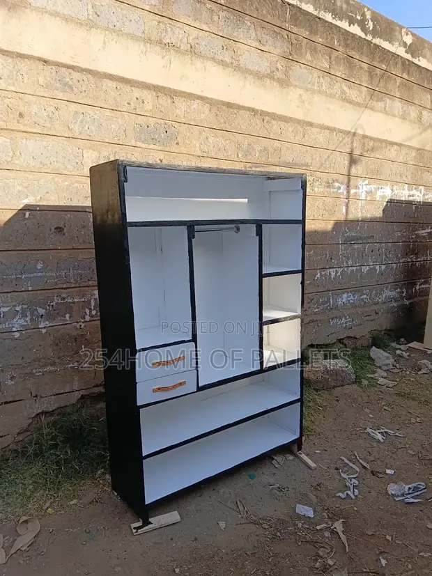 4x6 Wooden Wardrobe - Black & White - 1