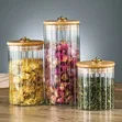 Premium Glass Storage Jar with Bamboo Lid - 520ml, 750ml, 1050ml - 1
