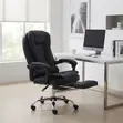 Executive High Backrest Leather Office Chair with Foldable Footrest - 1