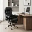 Executive High Backrest Leather Office Chair with Foldable Footrest - 3