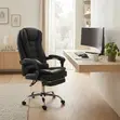 Executive High Backrest Leather Office Chair with Foldable Footrest - 4