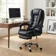 Executive High Backrest Leather Office Chair with Foldable Footrest - 5