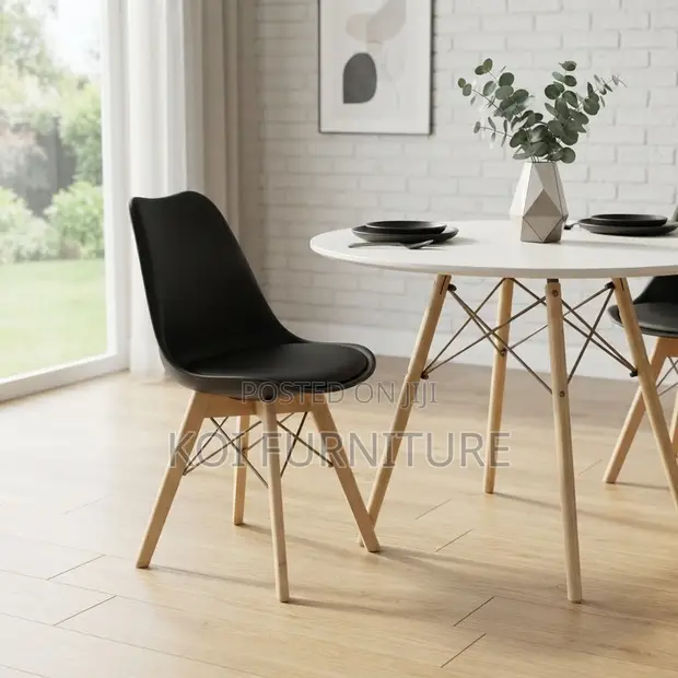 Eames Style Mid Back Dining Chairs (Black) - 1