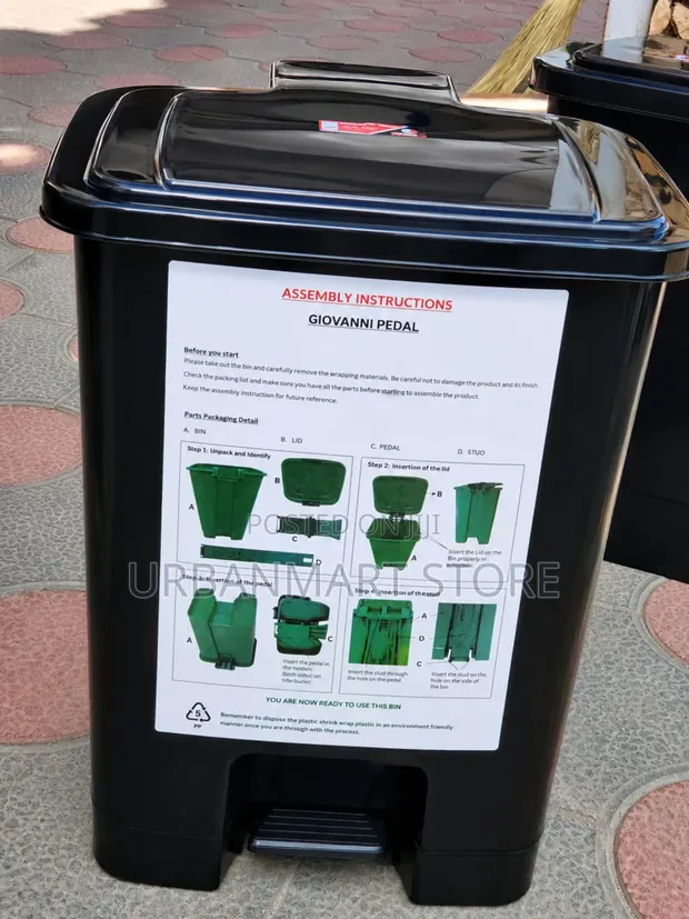 Kenpoly 50L Pedal Waste Bin - Durable Quality - 1
