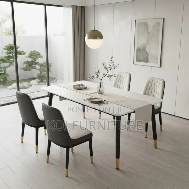 Four Seater Dining Set with Marble Table - 1