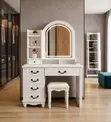 Elegant White Dressing Vanity Set with Lockable Drawers - 4