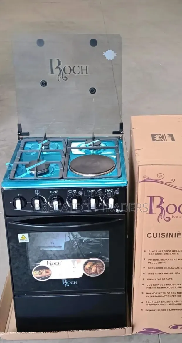 Roch Nyeusi 50x55 Standing Cooker – 3 Gas Burners + 1 Electric Hotplate - 1