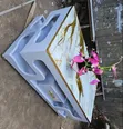Executive White Coffee Table with Marble Top - 1