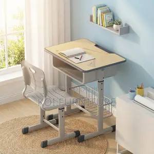 Kids Height Adjustable Desk and Chair Set - Brown