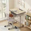 Kids Height Adjustable Desk and Chair Set - Brown - 2