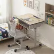 Kids Height Adjustable Desk and Chair Set - Brown - 3