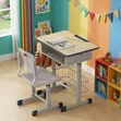 Kids Height Adjustable Desk and Chair Set - Brown - 5