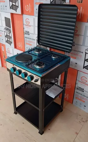 3 Gas + 1 Electric Standing Cooker with Shelves