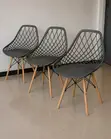 Modern Eames Style Dining Chair - Black with Wooden Legs - 5