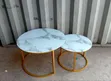 Marble Nesting Coffee Table (Glass Effect) White - 2