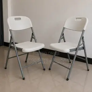 Foldable Plastic Chair with Strong Metal Frame - White