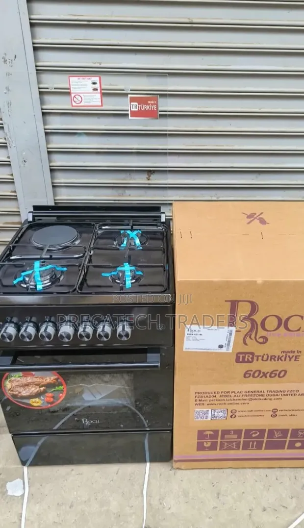 Roch 60x60cm Jiko la Ges na Umeme 3+1 - Nyeusi - 1