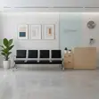 Four Seater Leather Office Bench with Metallic Frame - 2