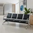 Four Seater Leather Office Bench with Metallic Frame - 5