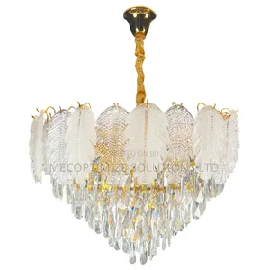 Modern Luxury Golden Feather Crystal Chandler