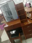 Brown Dressing Table with Sliding Mirror - 2