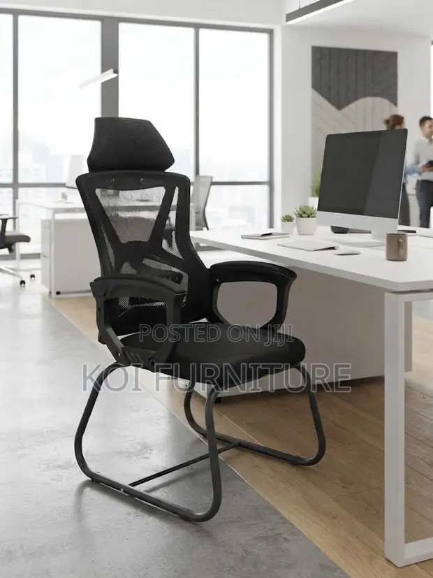 Kiti cha Ofisi cha Mesh chenye Ergonomic na Miguu ya Sled - 1