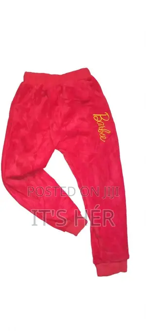 Suruali za Barbie za Watoto wa Kike za Fleece - Nyekundu (Miaka 5-6)