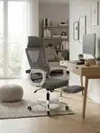 Kiti cha Ofisi cha Ergonomic Nyeupe chenye Footrest - 1