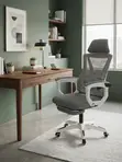 Kiti cha Ofisi cha Ergonomic Nyeupe chenye Footrest - 3
