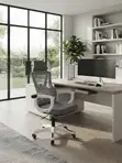 Kiti cha Ofisi cha Ergonomic Nyeupe chenye Footrest - 4