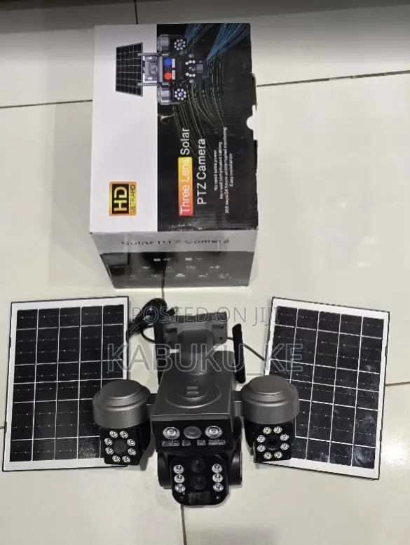 Kamera ya CCTV ya V380 Pro Triple Lens Solar yenye Slot ya SIM Kadi - 1