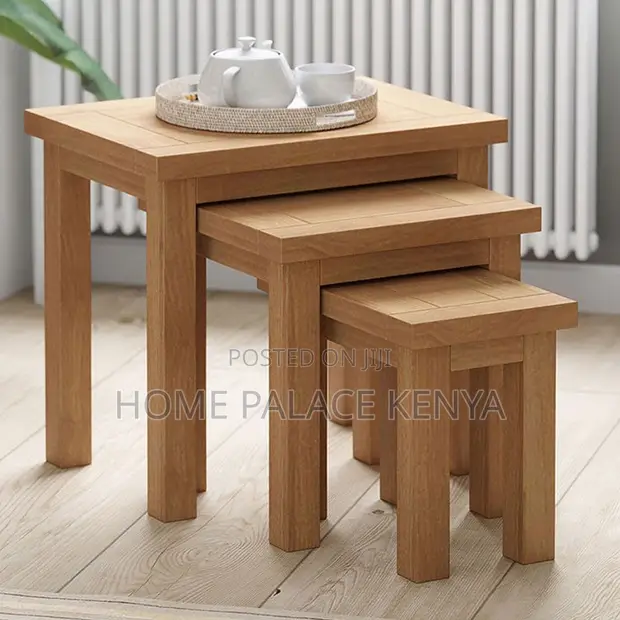Modern Nesting Coffee Table Set - Brown Wood - 1