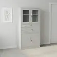 Office Half Glass Safe Cabinet - White - 1