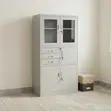 Office Half Glass Safe Cabinet - White - 3