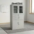 Office Half Glass Safe Cabinet - White - 4