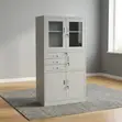 Office Half Glass Safe Cabinet - White - 5
