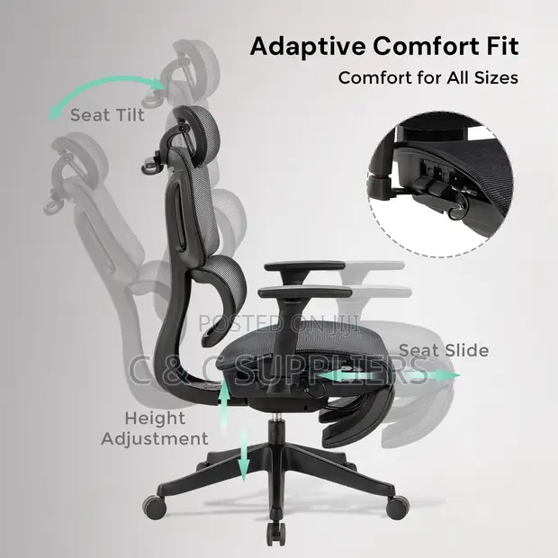 Adjustable Full Mesh Conference Chair with Footrest - 1