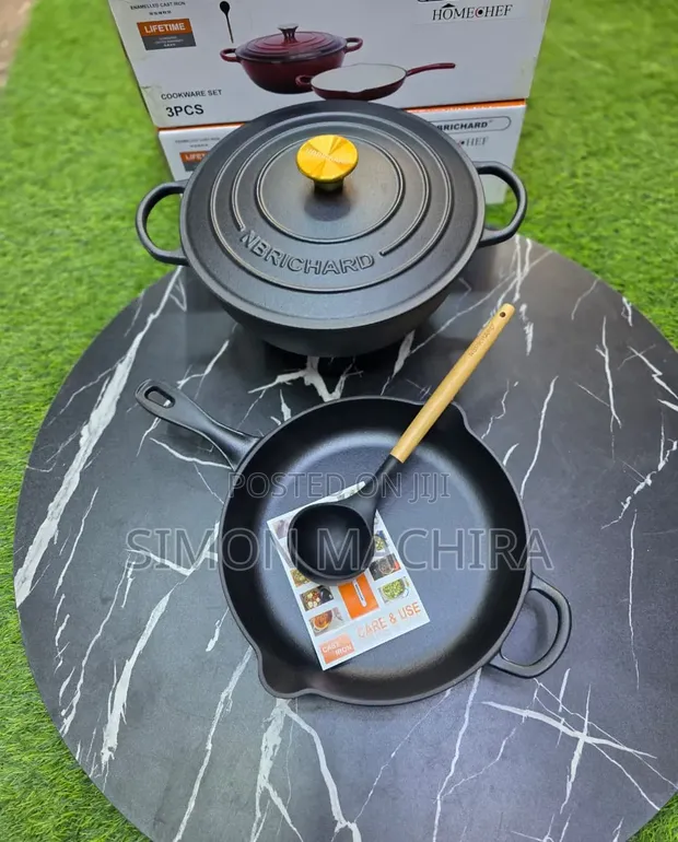 3-Piece Enamel Cast Iron Cookware Set - 1