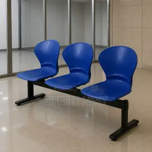 Blue 3-Seater Plastic Reception Waiting Bench