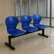 Blue 3-Seater Plastic Reception Waiting Bench - 3