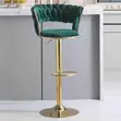 Elegant Velvet Bar Stool with Adjustable Base - 2