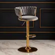 Elegant Velvet Bar Stool with Adjustable Base - 4